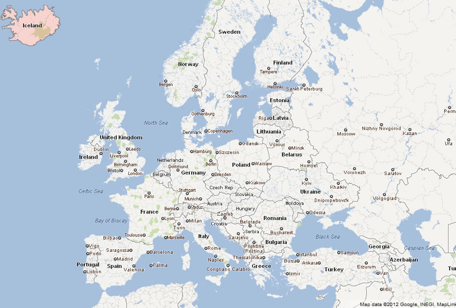map of iceland europe
